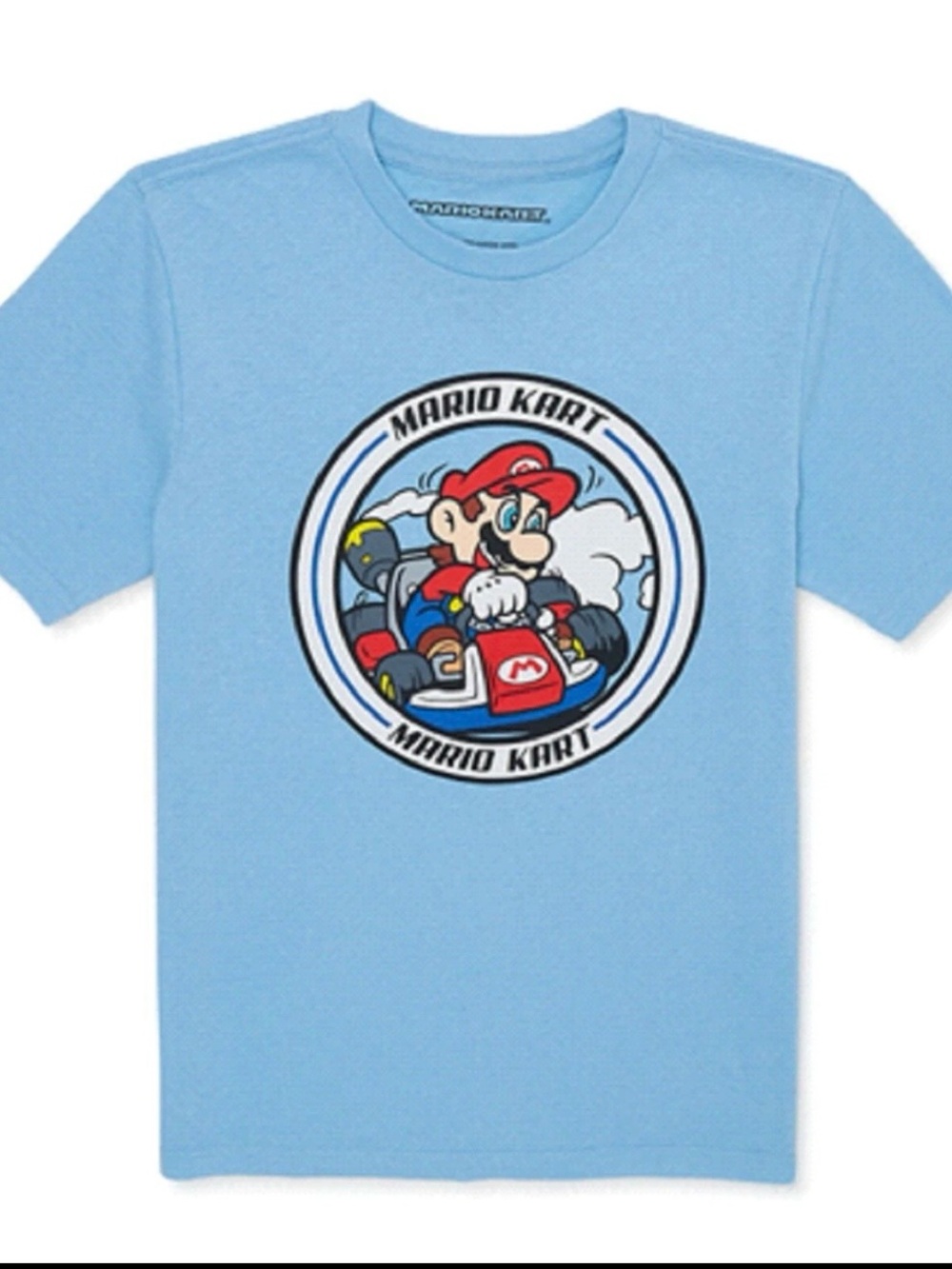 Nintendo Boys Mario Kart Graphic T-Shirt Light Blue Youth Large L